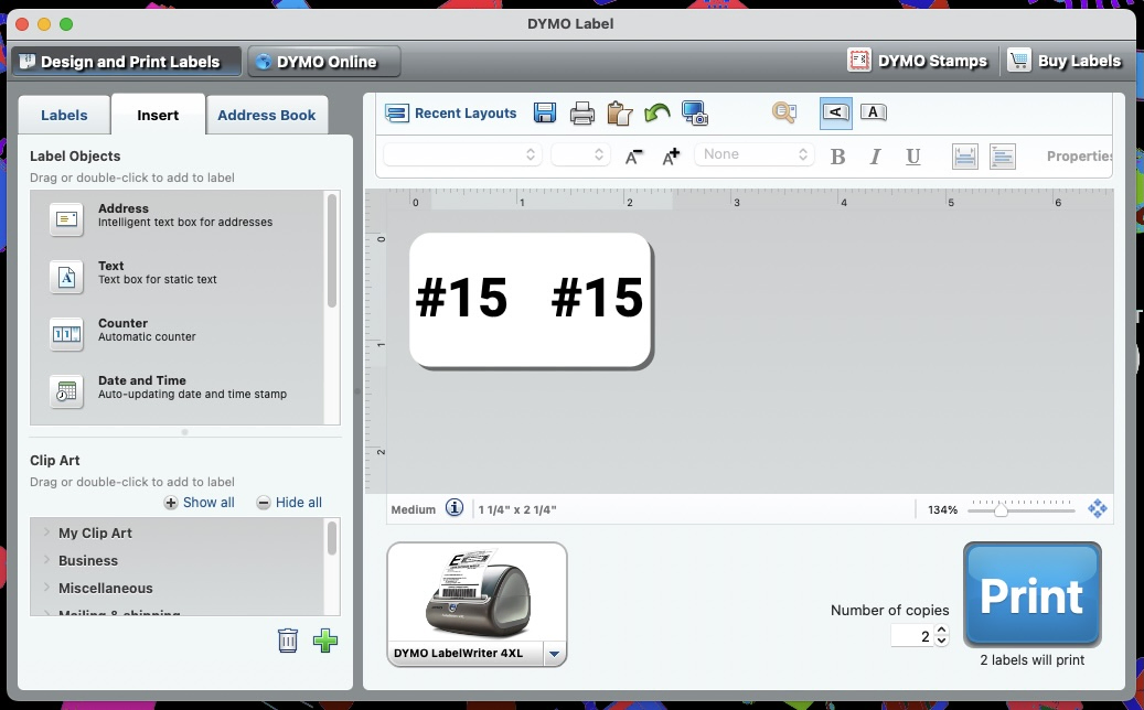 dymo label view of cable label